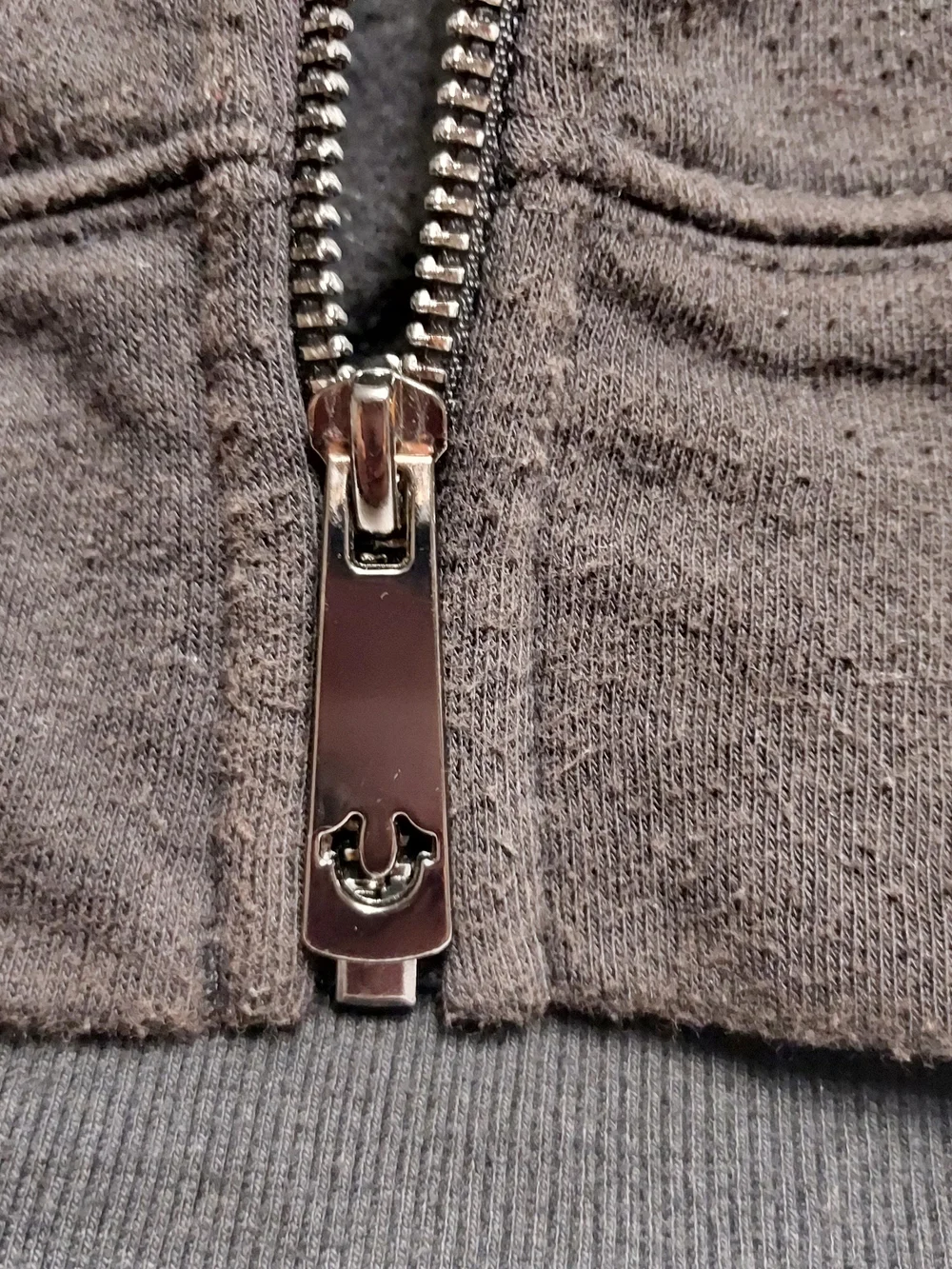 True Religion Brown Black Zip Hoodie with Signature Logo